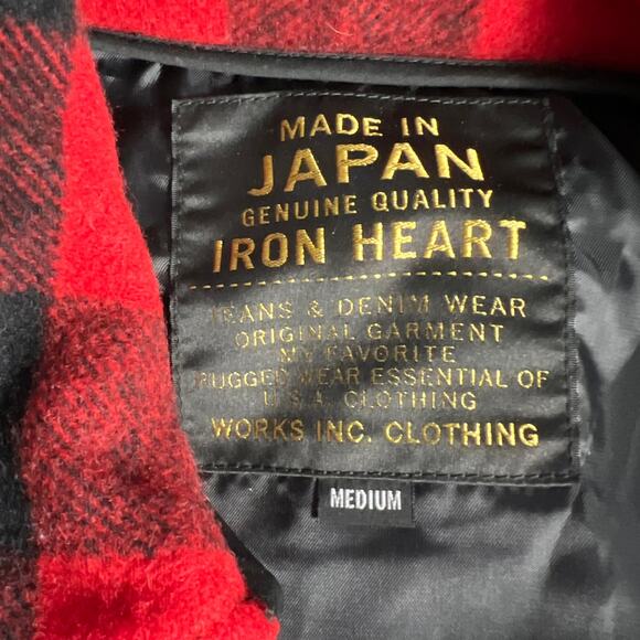 Iron Heart Wool IHW-19-RED Buffalo Check Hunting Jacket M NEW Black Plaid Coat - Picture 6 of 6